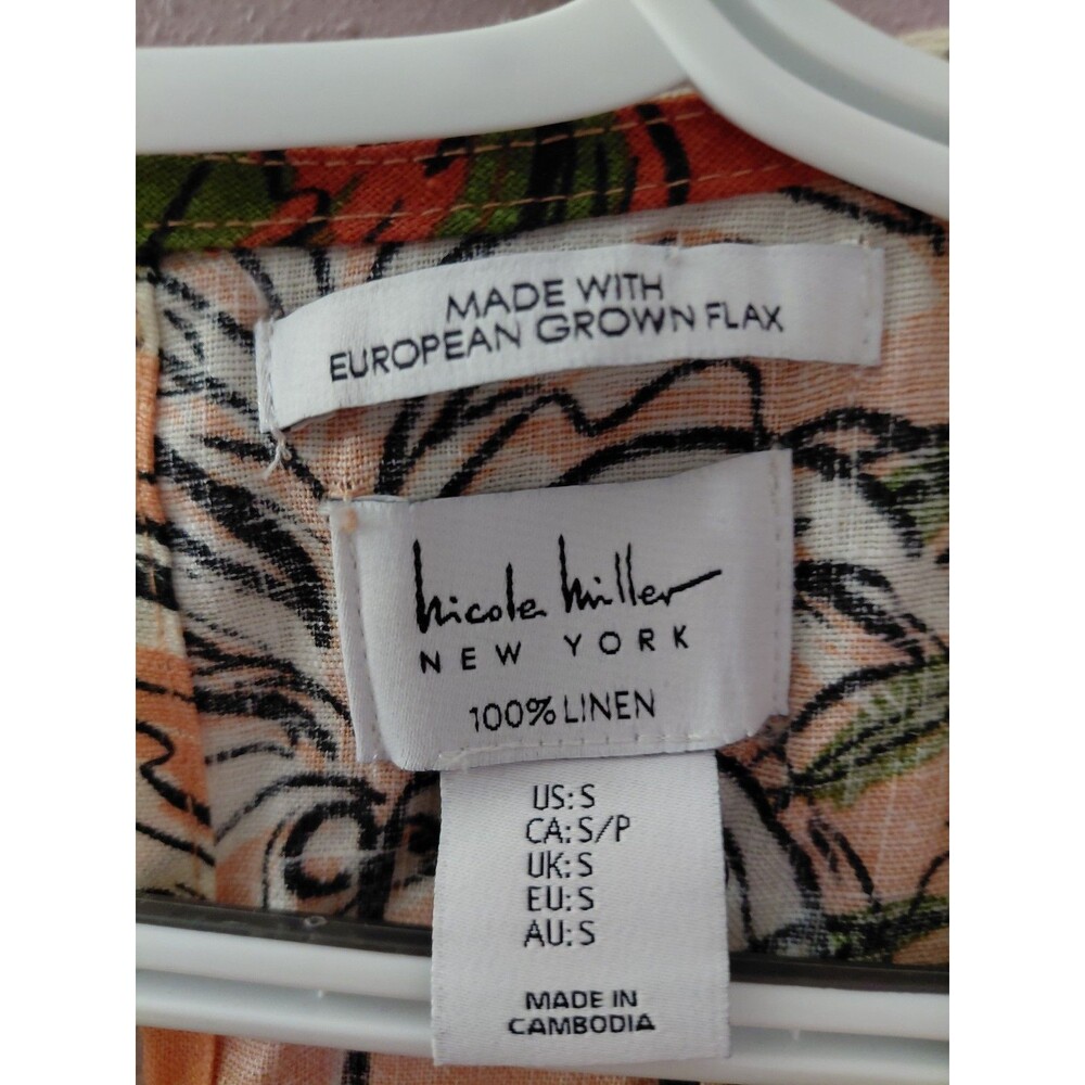 NWT Nicole Miller 100% Linen Tropical Floral Shift Dress Size Small w/ Pockets - Picture 5 of 10